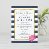 Invitations de douche nuptiale de la Marine Stripe (Debout devant)