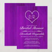 Invitations de douche nuptiale de pays violet (Devant / Derrière)