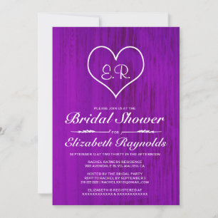 Invitations de douche nuptiale de pays violet