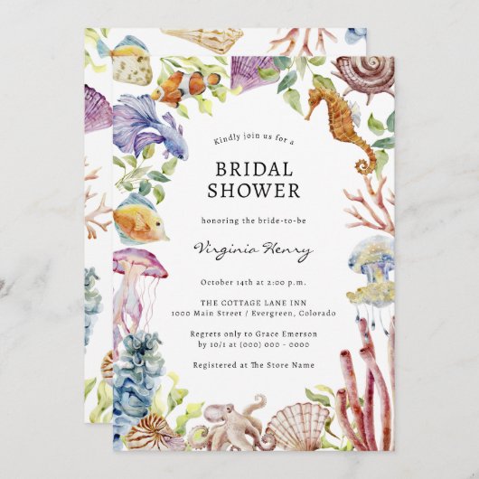 Invitations de douche nuptiale de plage (Devant / Derrière)