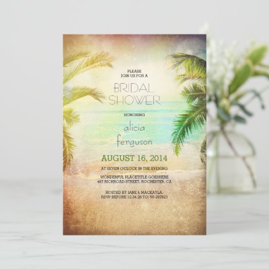 Invitations de douche nuptiale de plage de Sunset (Debout devant)