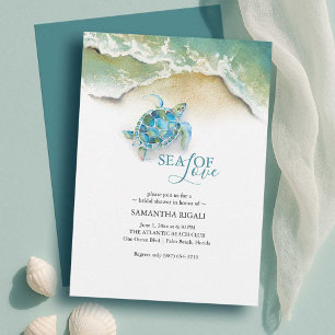 Invitations de douche nuptiale de plage Tortue d