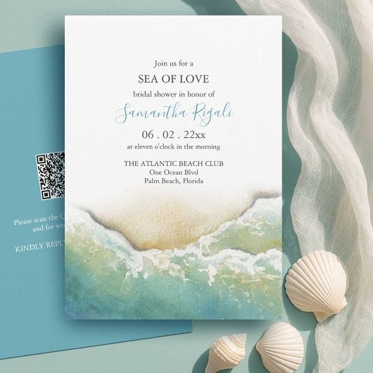 Invitations de douche nuptiale de plage turquoise