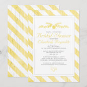 Invitations de douche nuptiale de rayures jaunes (Devant / Derrière)
