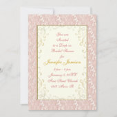 Invitations de douche nuptiale Dentelle rose, ivoi (Devant)