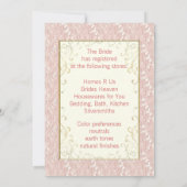 Invitations de douche nuptiale Dentelle rose, ivoi (Dos)