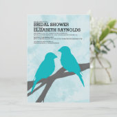 Invitations de douche nuptiale d'oiseaux bleus mod (Debout devant)