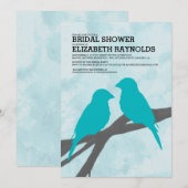 Invitations de douche nuptiale d'oiseaux bleus mod (Devant / Derrière)