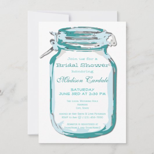 Invitations de douche nuptiale du pays Mason Jar t (Devant)