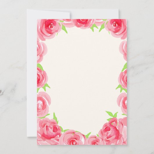 Invitations de douche nuptiale du Rose d'aquarelle (Dos)