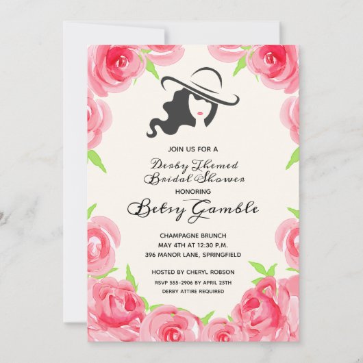 Invitations de douche nuptiale du Rose d'aquarelle (Devant)