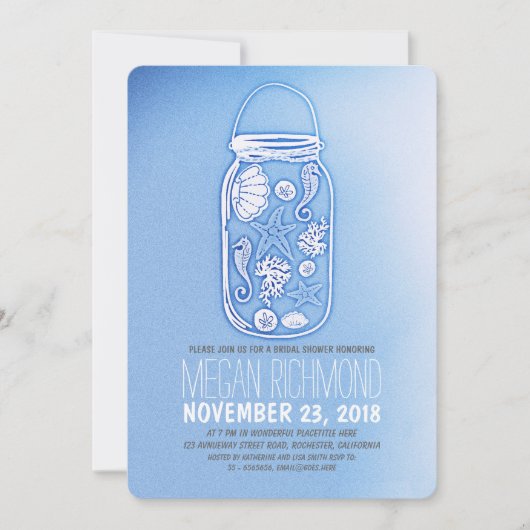 Invitations de douche nuptiale Dusty Blue Beach (Devant)