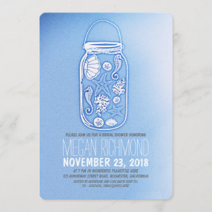 Invitations de douche nuptiale Dusty Blue Beach