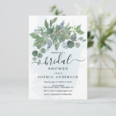 Invitations de douche nuptiale Dusty Blue Eucalypt (Debout devant)