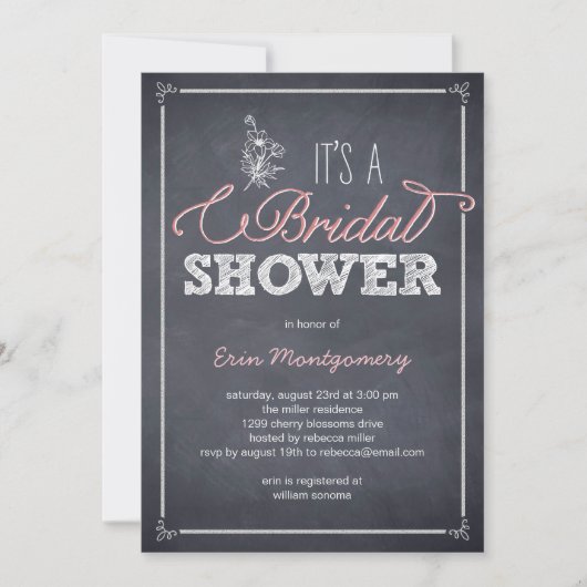 Invitations de douche nuptiale élégamment marquées (Devant)