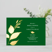 Invitations de douche nuptiale Emerald Green Gold (Debout devant)