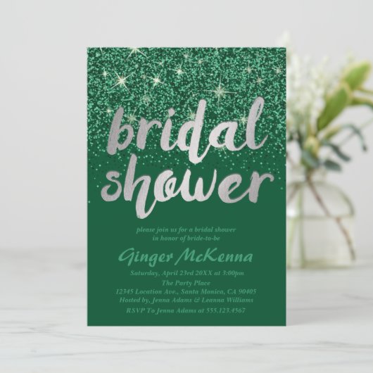 Invitations de douche nuptiale Emerald Parties sci (Debout devant)