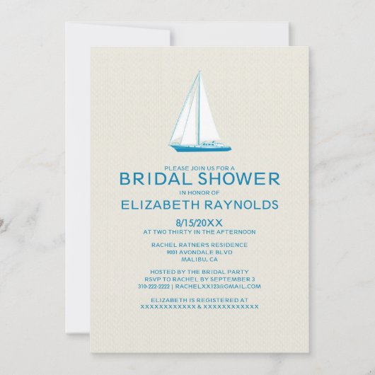 Invitations de douche nuptiale en bateau élégant (Devant)