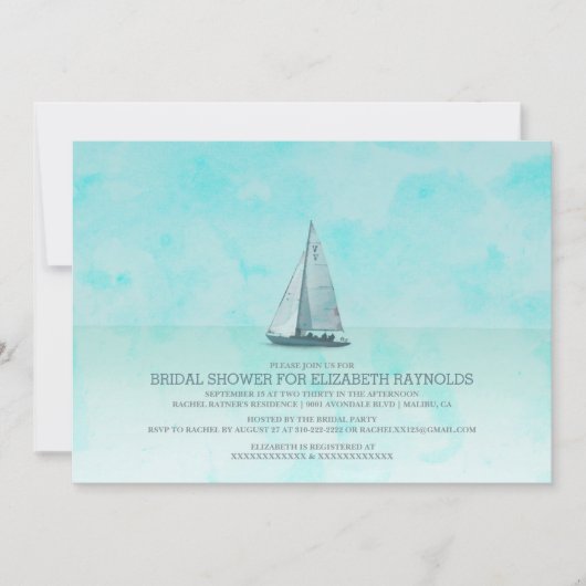 Invitations de douche nuptiale en bateau Whimsical (Devant)