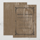 Invitations de douche nuptiale en bois de la grang (Devant / Derrière)