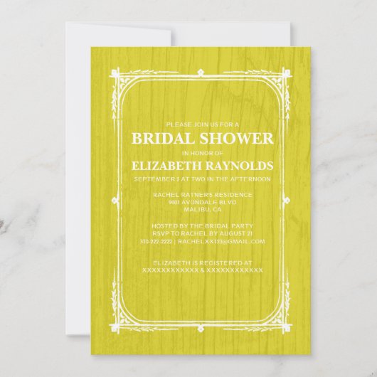 Invitations de douche nuptiale en bois de l'Ouest (Devant)