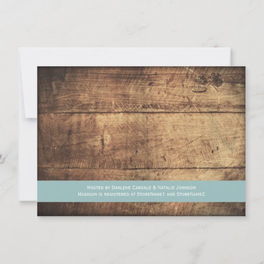 Invitations de douche nuptiale en bois rustique bl (Dos)