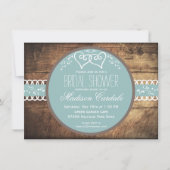 Invitations de douche nuptiale en bois rustique bl (Devant)
