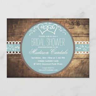 Invitations de douche nuptiale en bois rustique bl
