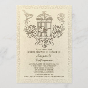 Invitations de douche nuptiale en cage vintage