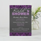 Invitations de douche nuptiale en damas de raisin (Debout devant)