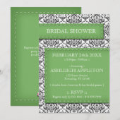 Invitations de douche nuptiale en damas vert (Devant / Derrière)