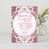 Invitations de douche nuptiale en dentelle vintage (Debout devant)