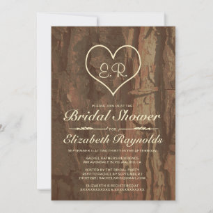 Invitations de douche nuptiale en écorce d'arbre