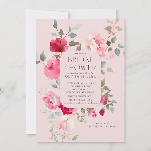 Invitations de douche nuptiale en fleurs (Devant)