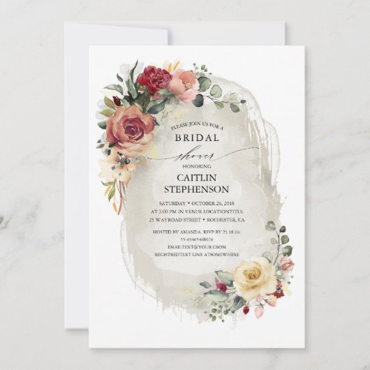Invitations de douche nuptiale en fleurs rustiques (Devant)