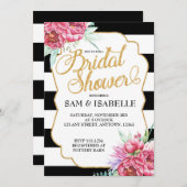 Invitations de douche nuptiale en noir et blanc (Devant / Derrière)