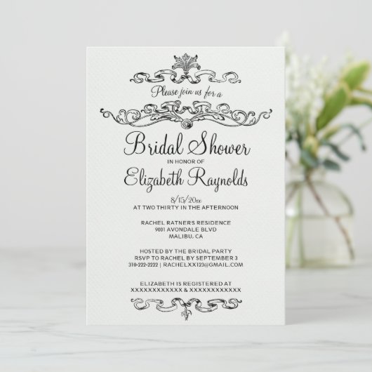 Invitations de douche nuptiale en noir et blanc de (Debout devant)