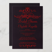 Invitations de douche nuptiale en noir et rouge de (Devant / Derrière)