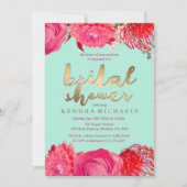 Invitations de douche nuptiale en or, rose et ment (Devant)