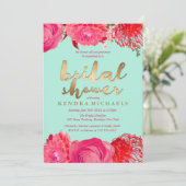 Invitations de douche nuptiale en or, rose et ment (Debout devant)