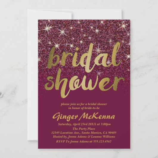 Invitations de douche nuptiale en rubis (Devant)