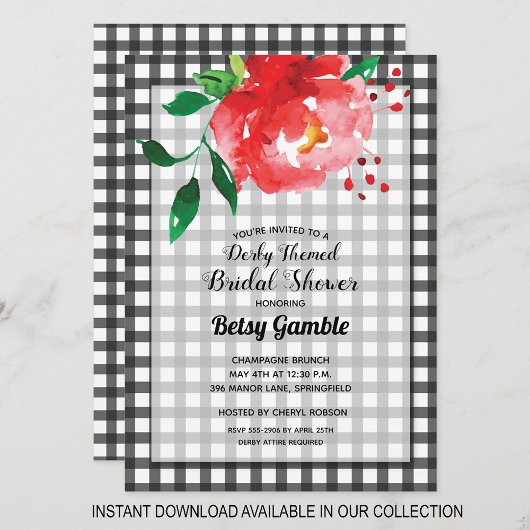 Invitations de douche nuptiale En vichy Derby