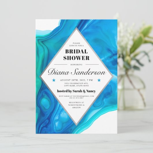 Invitations de douche nuptiale Ethereal Wave (Debout devant)