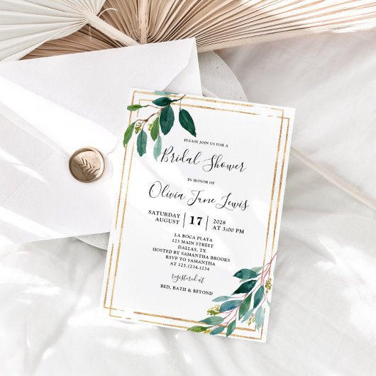 Invitations de douche nuptiale Eucalyptus Green