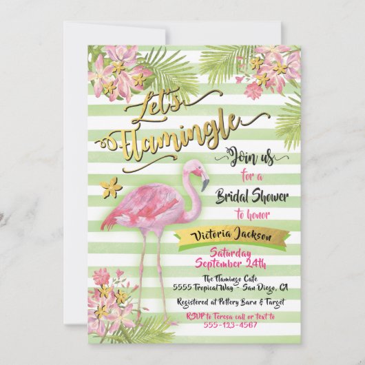 Invitations de douche nuptiale flamingle (Devant)