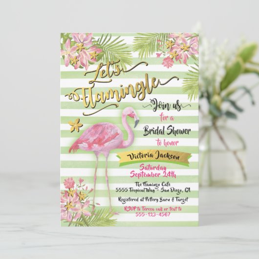 Invitations de douche nuptiale flamingle (Debout devant)