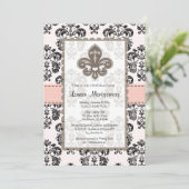 Invitations de douche nuptiale Fleur de Lis Noir r (Debout devant)