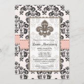 Invitations de douche nuptiale Fleur de Lis Noir r (Devant / Derrière)