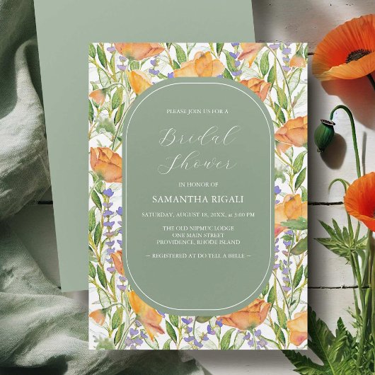 Invitations de douche nuptiale Fleur sauvage Sage 