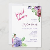 Invitations de douche nuptiale Fleur sauvage viole (Devant)